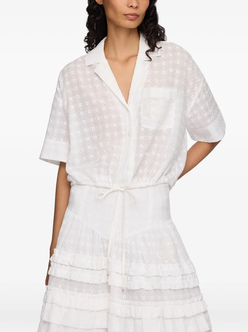 GANNI Broderie anglaise blouse Wit