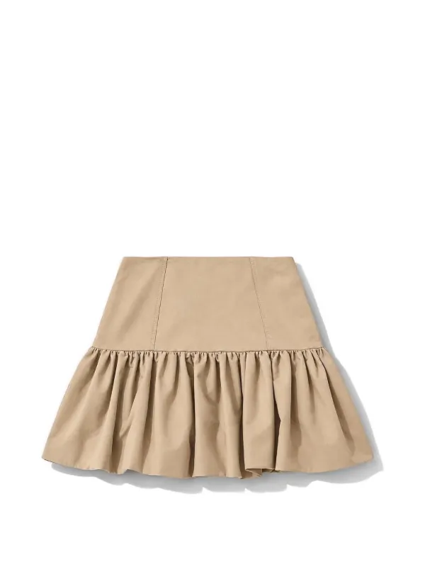 Ganni Pinstripe Ruffled Mini Skirt in Neutrals