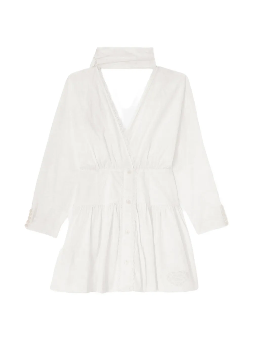 GANNI lace-trim wrap-style mini dress - Bianco