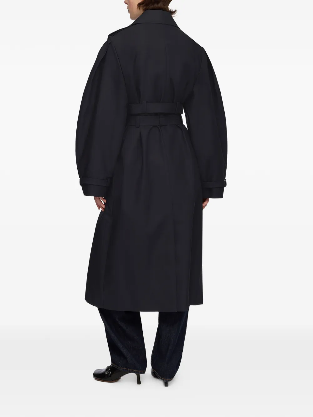 GANNI Trenchcoat met dubbele ceintuur Zwart