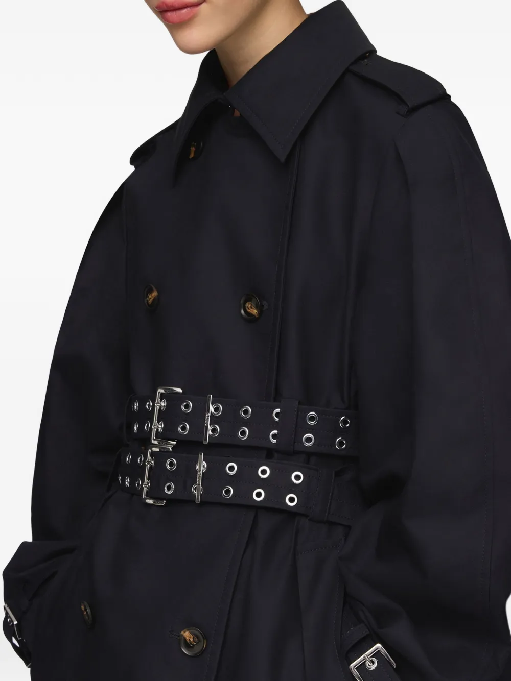 GANNI Trenchcoat met dubbele ceintuur Zwart