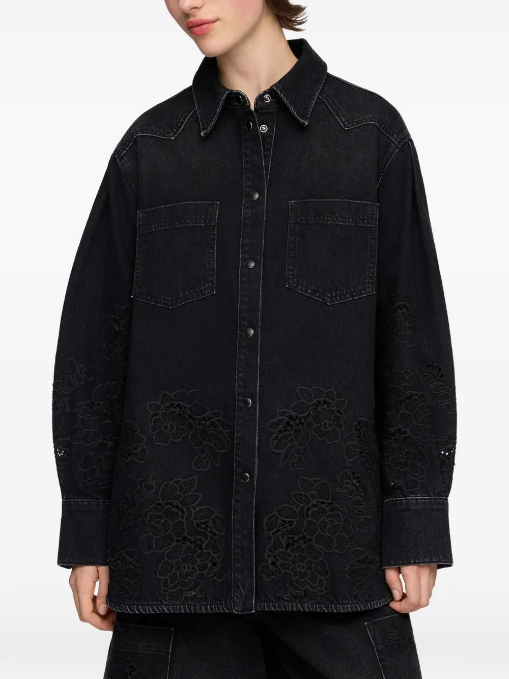 GANNI Denim blouse Zwart