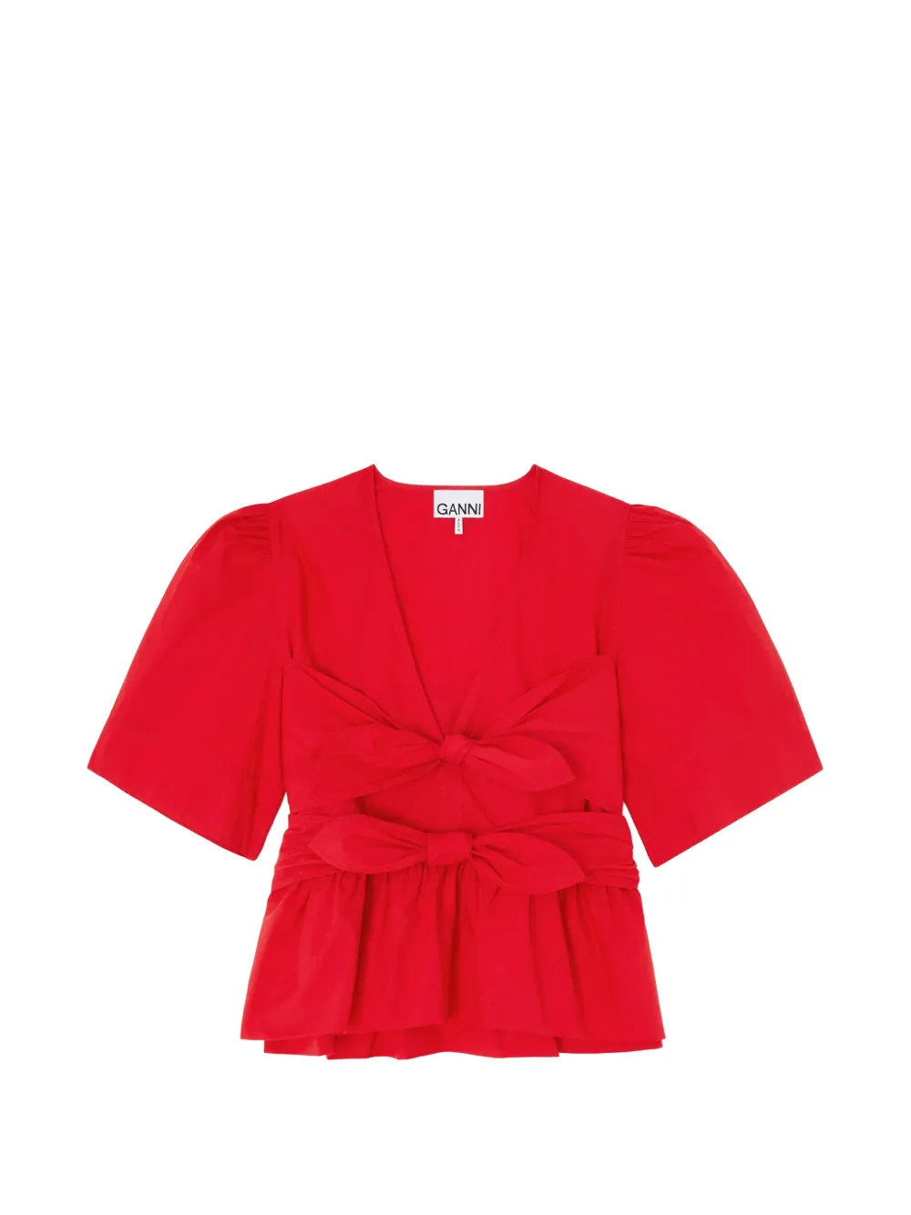 GANNI Schößchen-Bluse mit Schleifendetail - Rot