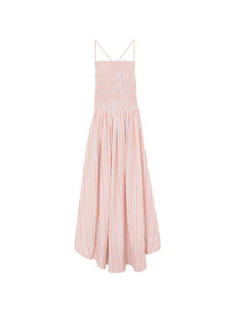 GANNI striped shirred maxi dress
