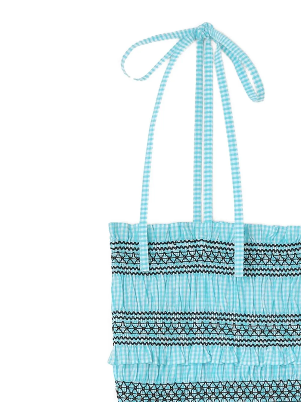GANNI Gelaagde top met gingham ruit Blauw