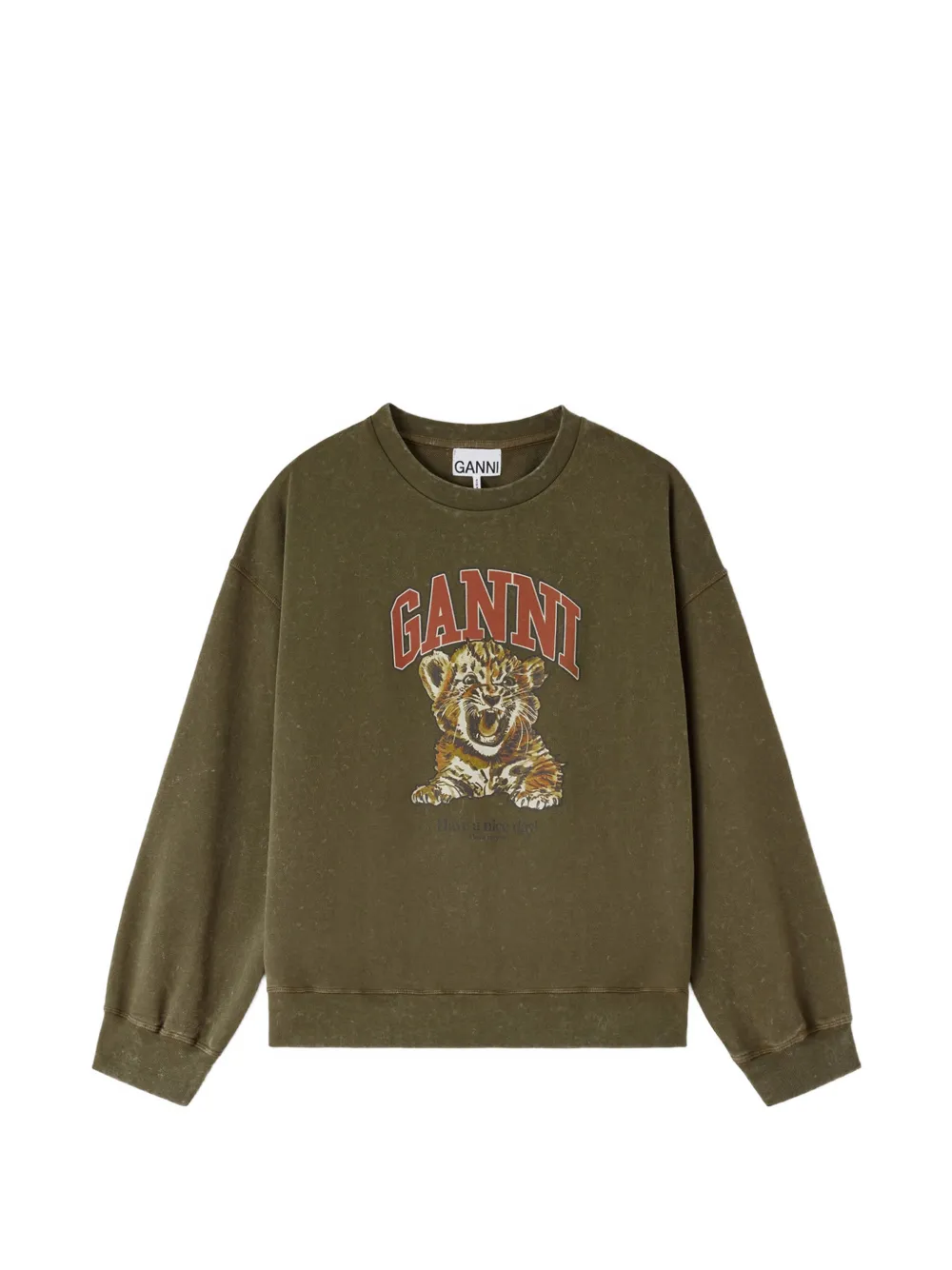 GANNI tiger-print sweatshirt - Verde