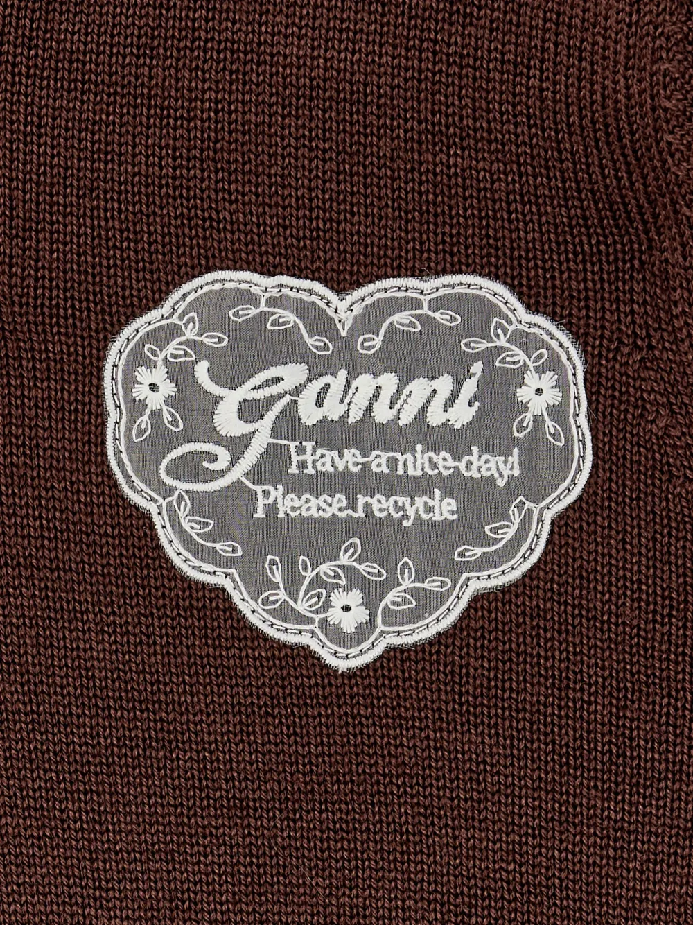 GANNI Trui met logopatch en gehaakte afwerking Bruin
