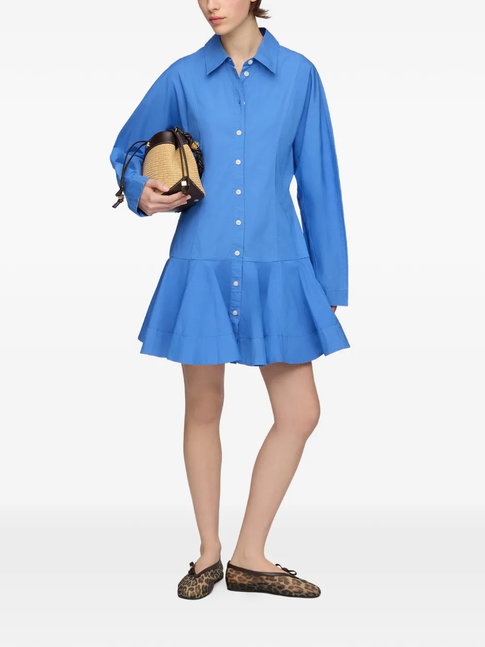 GANNI Shirtjurk met ruches Blauw