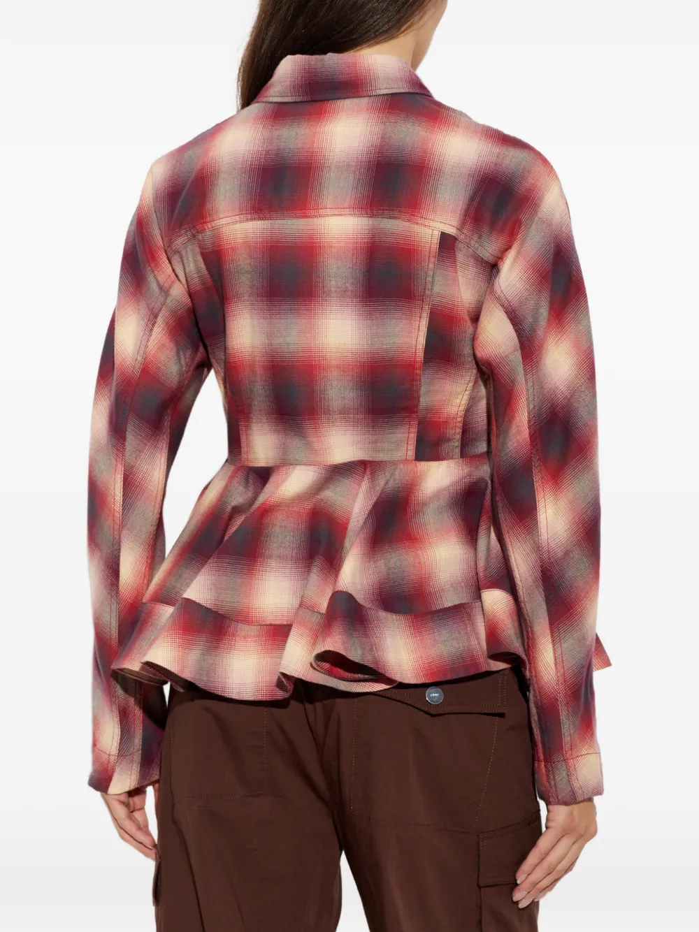 GANNI Geruite flanellen blouse Rood