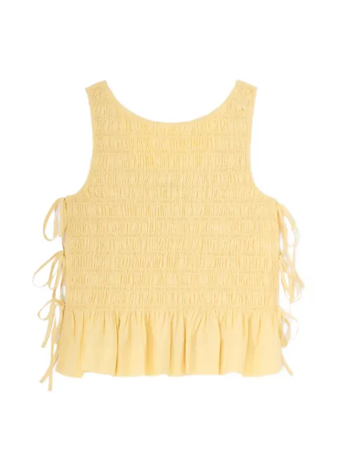 GANNI ruffled shirred tank top