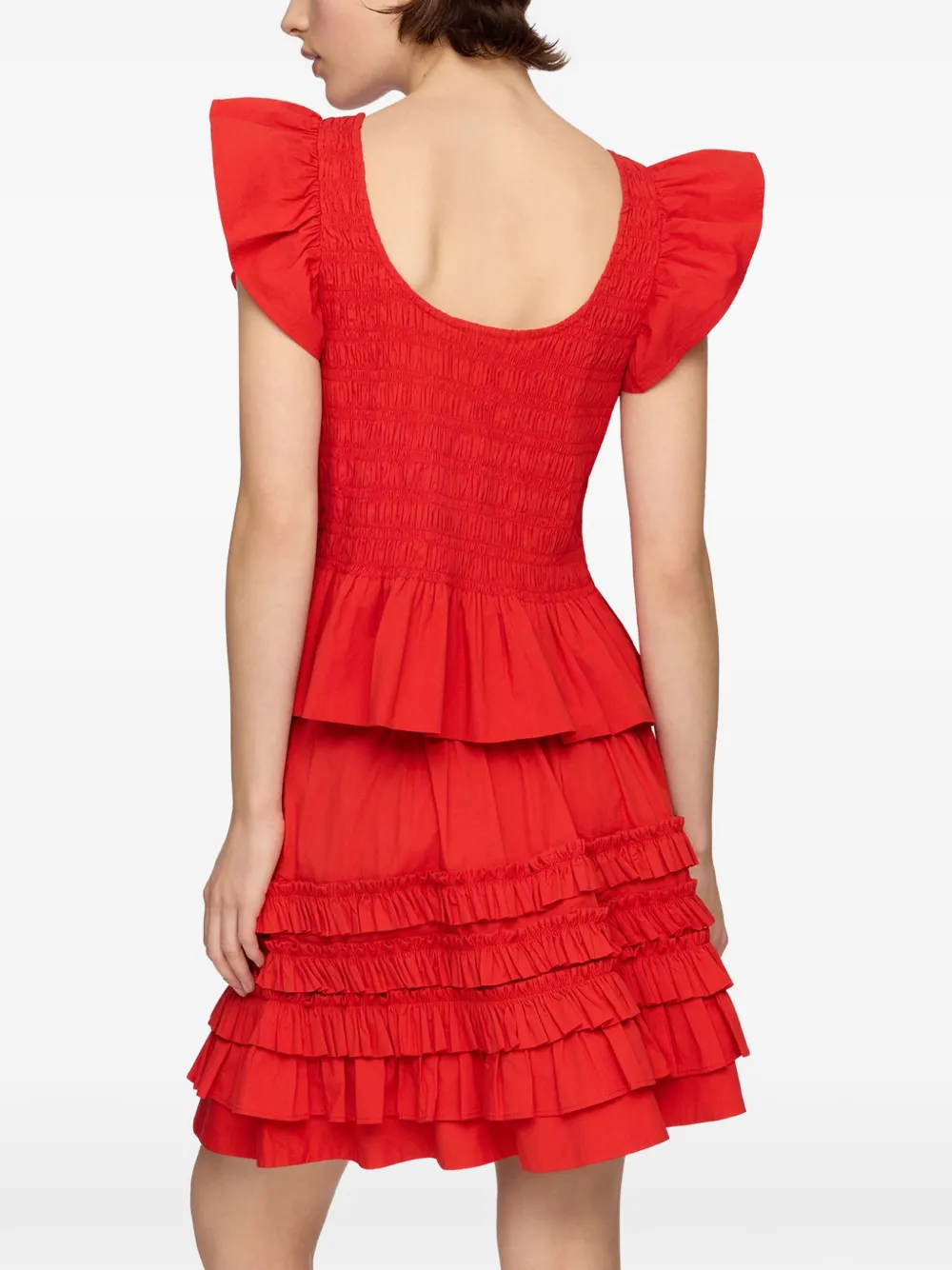 GANNI Gesmockte top met ruches Rood