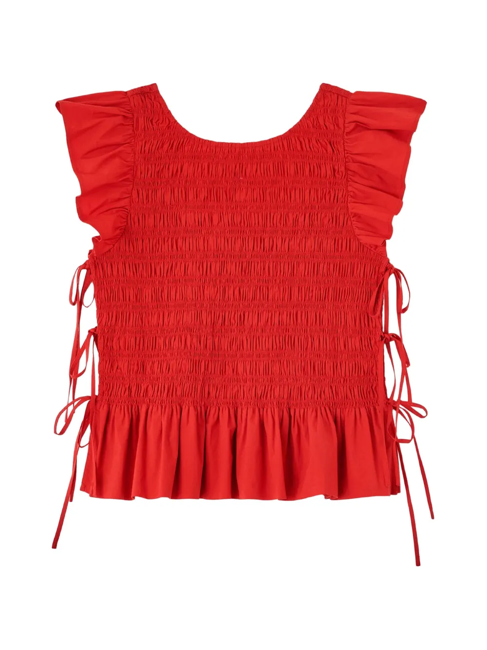 GANNI Gesmockte top met ruches Rood