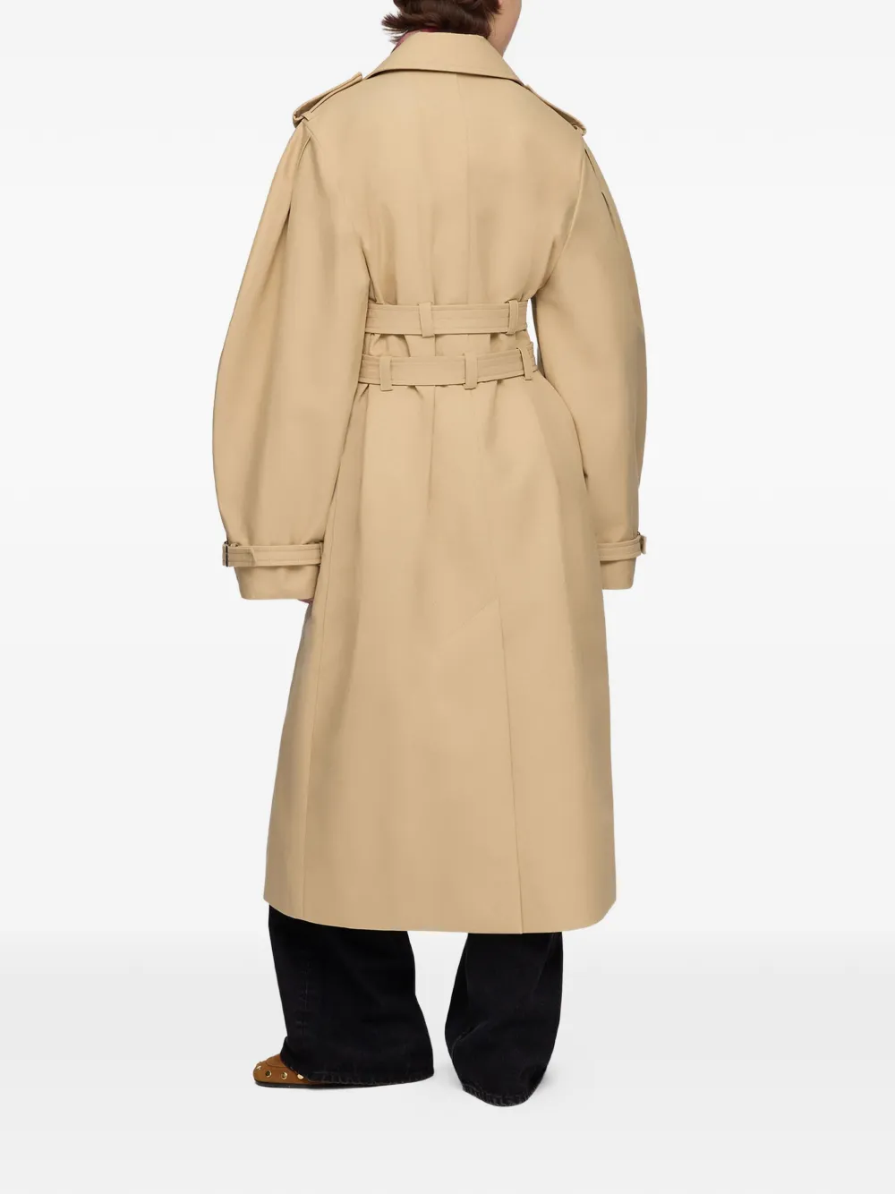GANNI Trenchcoat met dubbele ceintuur Beige