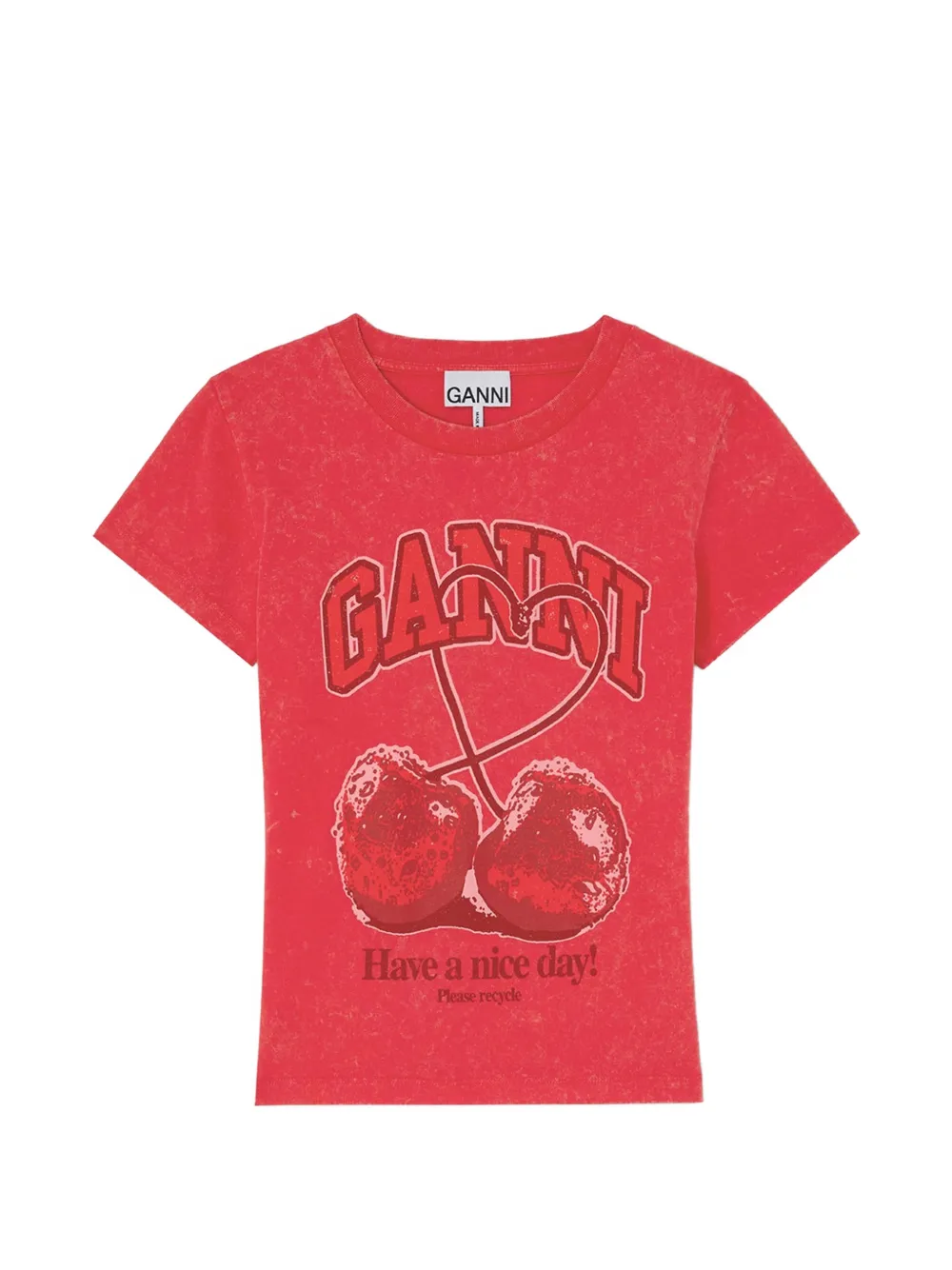 GANNI cherry-print T-shirt - Rosso