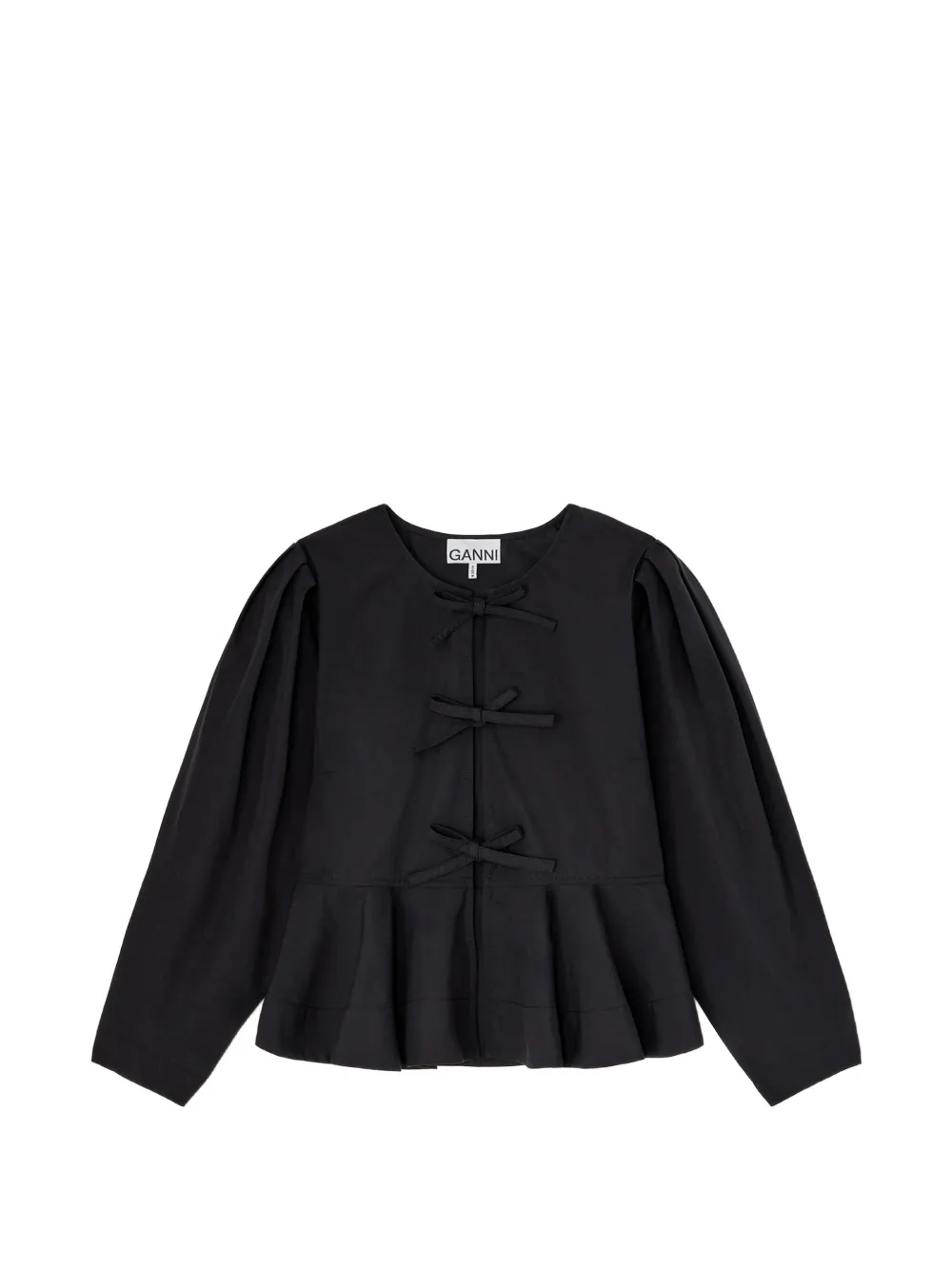 GANNI Blusa con fiocco - Nero
