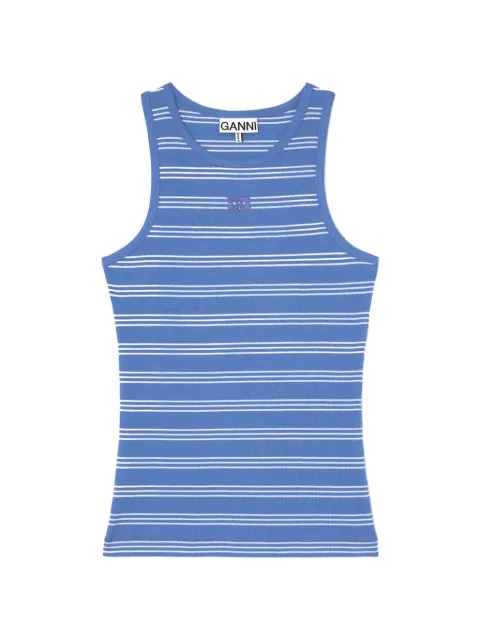 GANNI camiseta a rayas con logo bordado