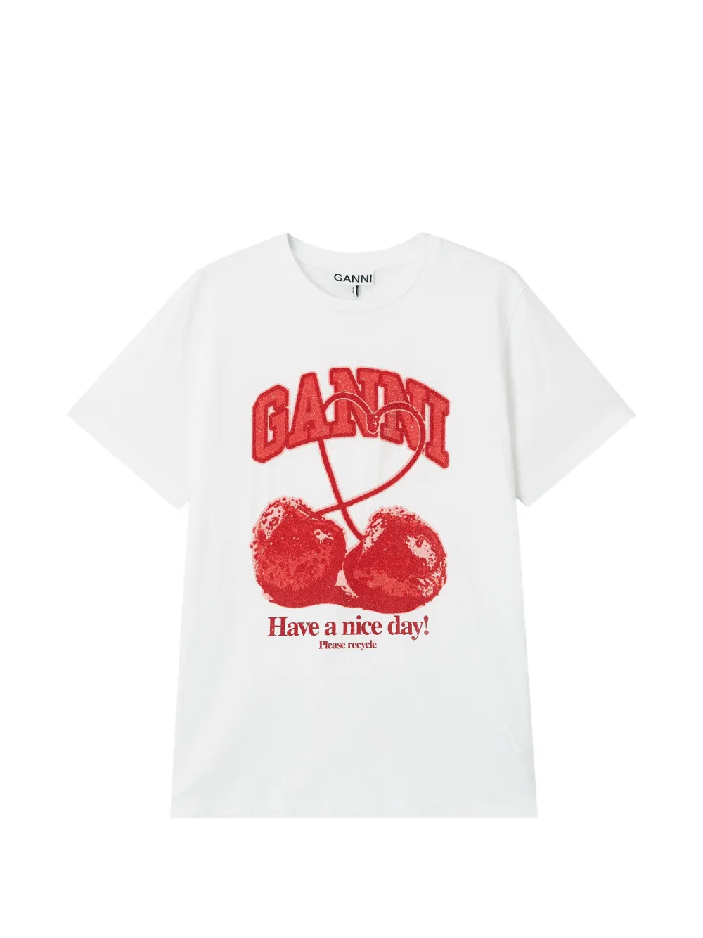GANNI T-shirt met kersenprint Wit