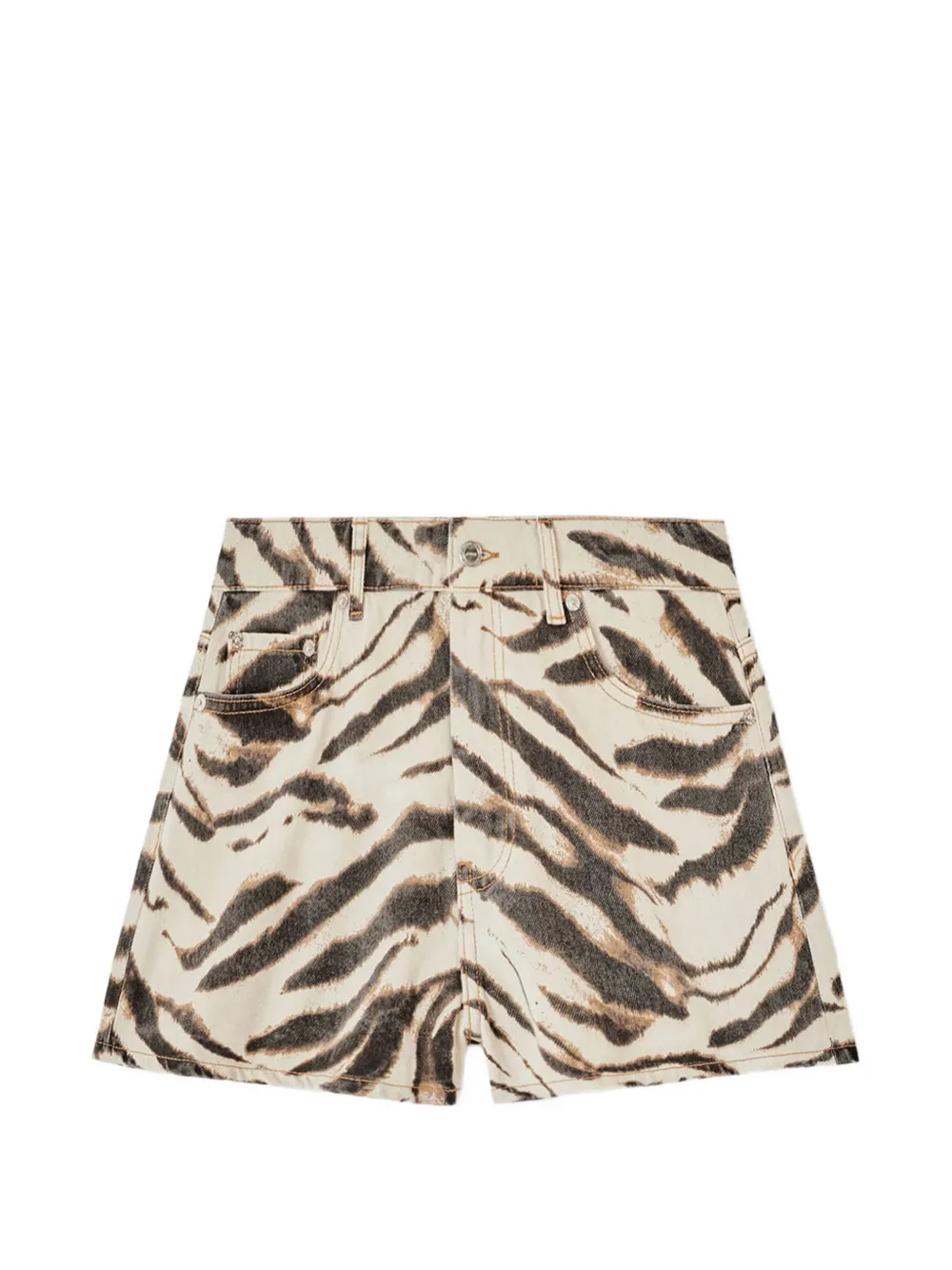 GANNI Shorts denim con stampa zebrata - Toni neutri