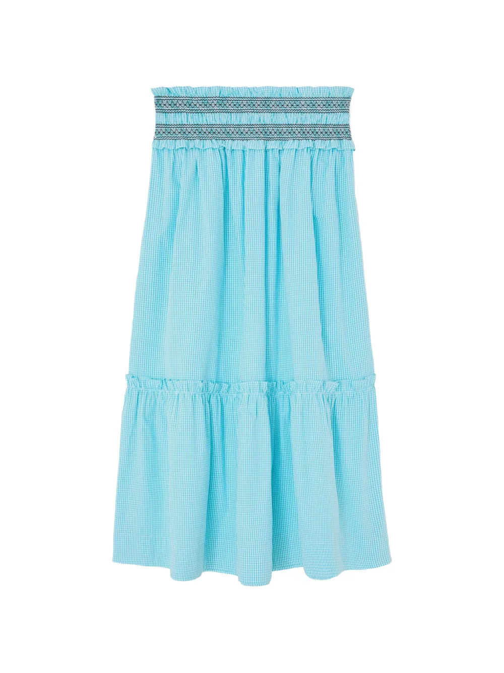 GANNI checked smocked midi skirt - Blu