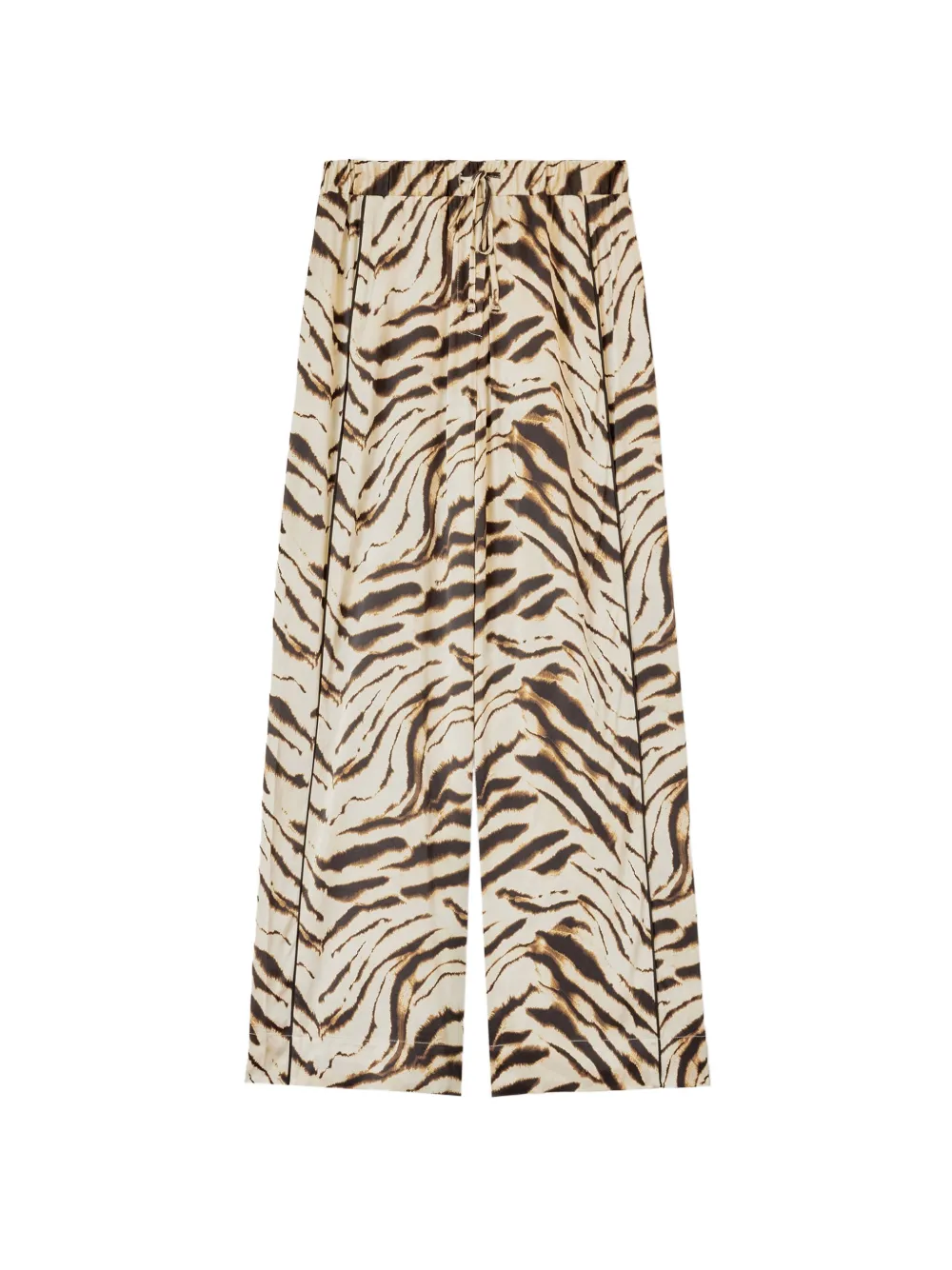 GANNI zebra-print satin trousers - Nude