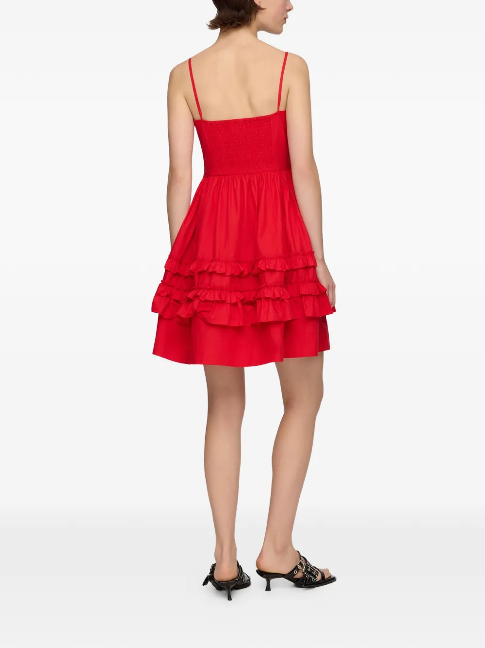 GANNI Mini-jurk met ruches Rood