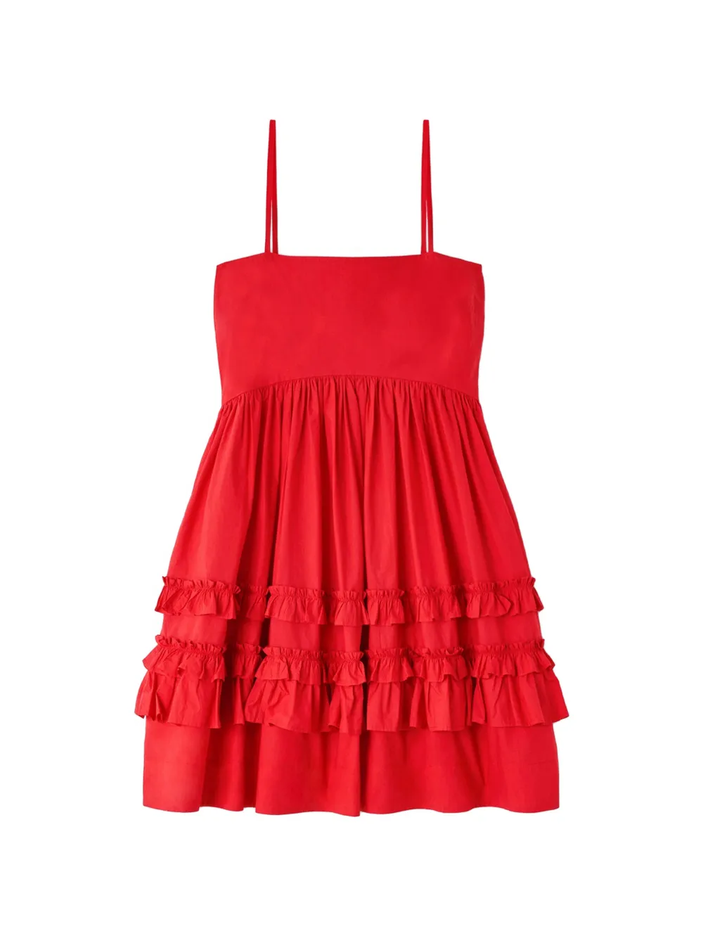 GANNI ruffled tiered mini dress - Rosso