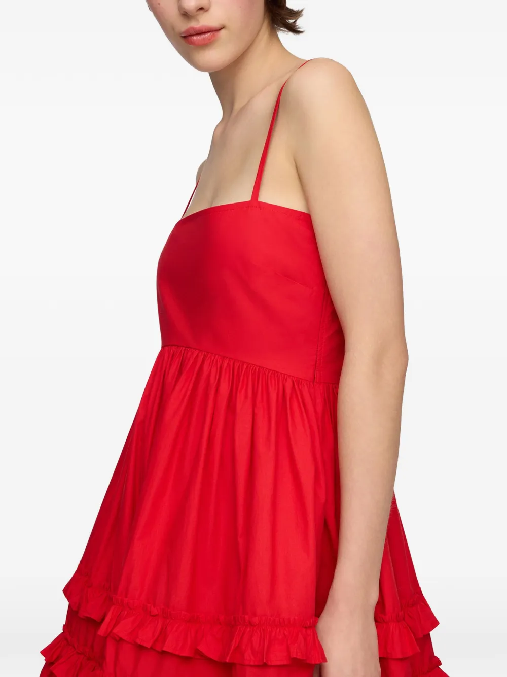 GANNI Mini-jurk met ruches Rood