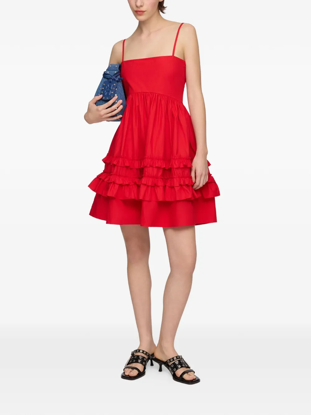 GANNI Mini-jurk met ruches Rood