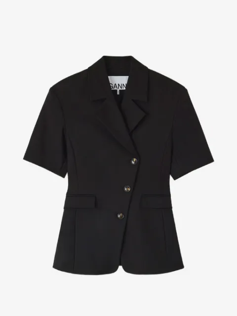 GANNI short-sleeved asymmetric-fastening blazer