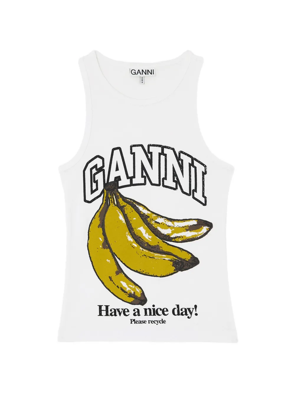 GANNI banana-print tank top - Weiß