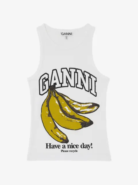 GANNI banana-print tank top