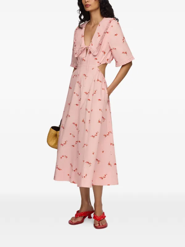 ganni pink wrap dress GANNI Pink Floral Wrap Dress GANNI