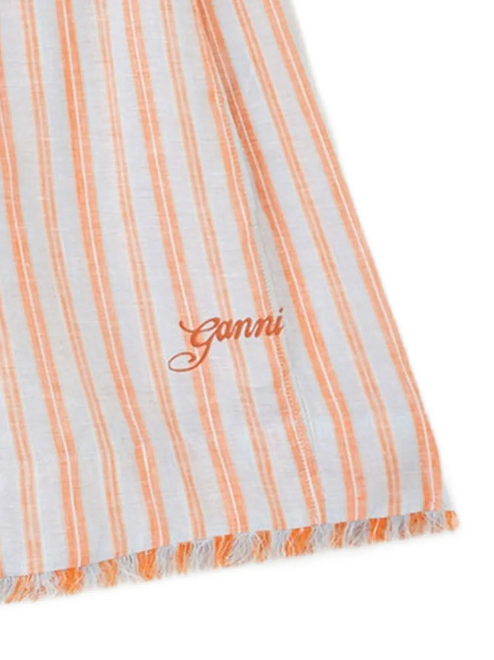 GANNI Gestreepte shorts met franje afwerking Blauw
