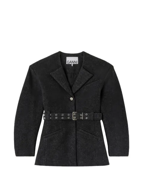 GANNI belted wool jacket