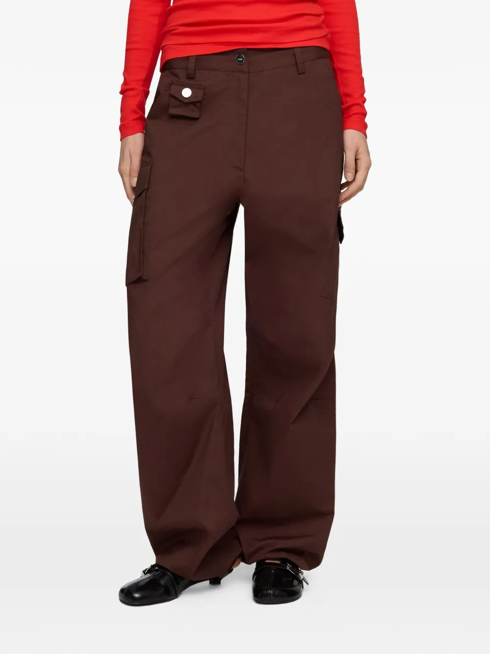 GANNI Cargo broek met trekkoord Bruin
