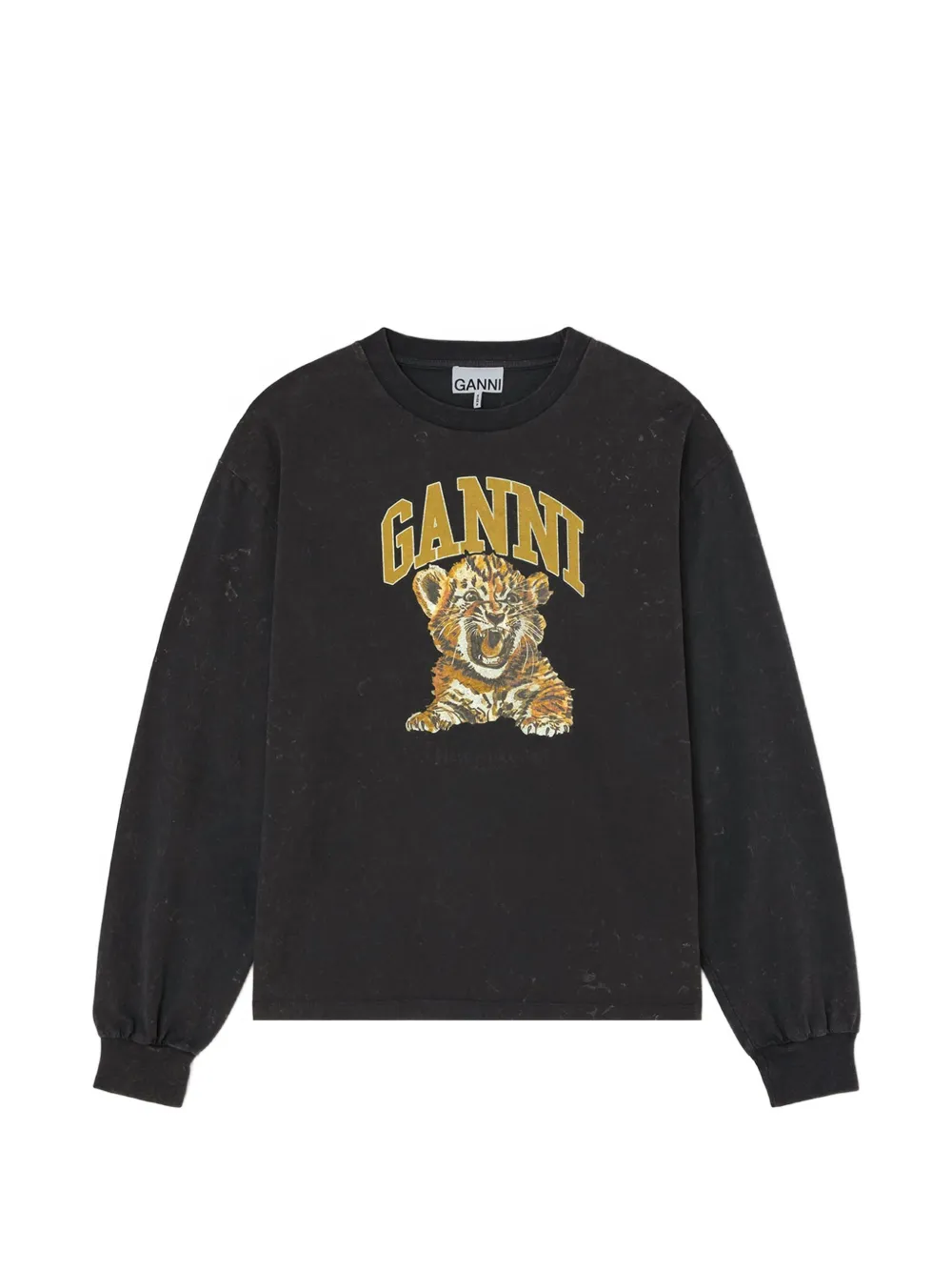GANNI Langarmshirt mit Tiger-Print - Schwarz