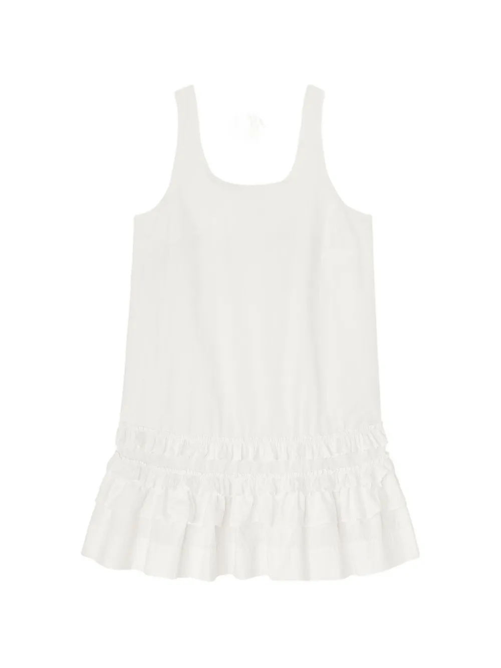 GANNI ruffled-trim mini dress - Bianco