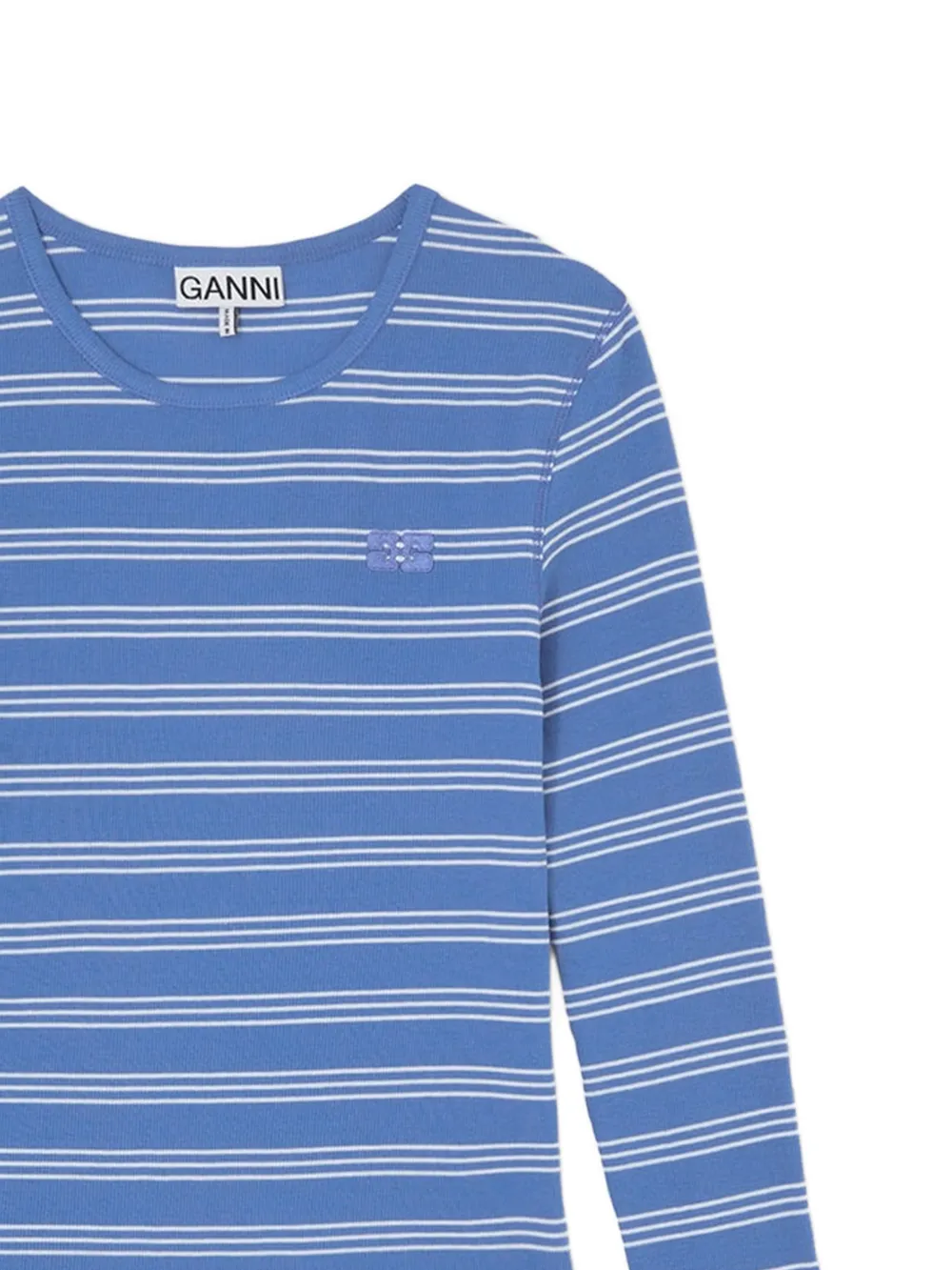 GANNI Gestreept T-shirt Blauw