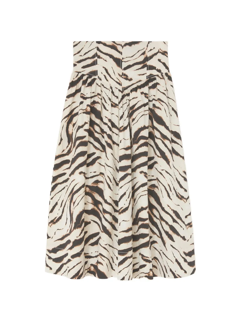 GANNI zebra-print gathered maxi skirt - Toni neutri