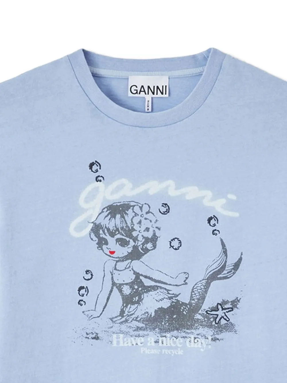 GANNI T-shirt met print Blauw