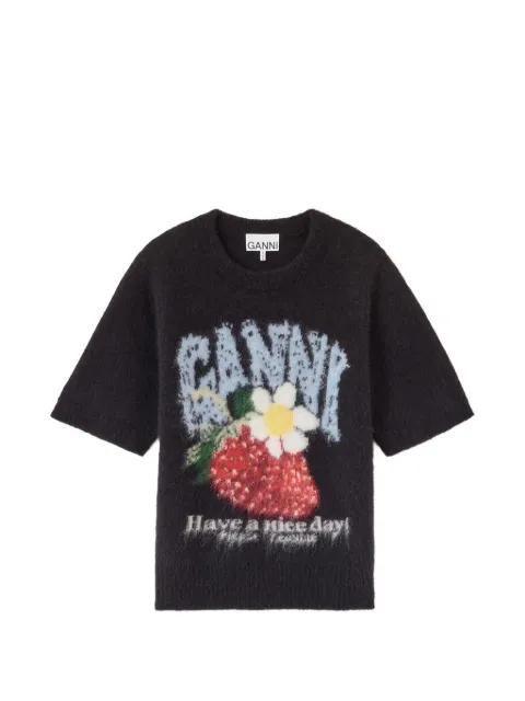 GANNI — brushed short-sleeve sweater