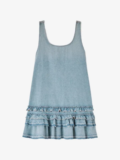 GANNI ruffled denim mini dress