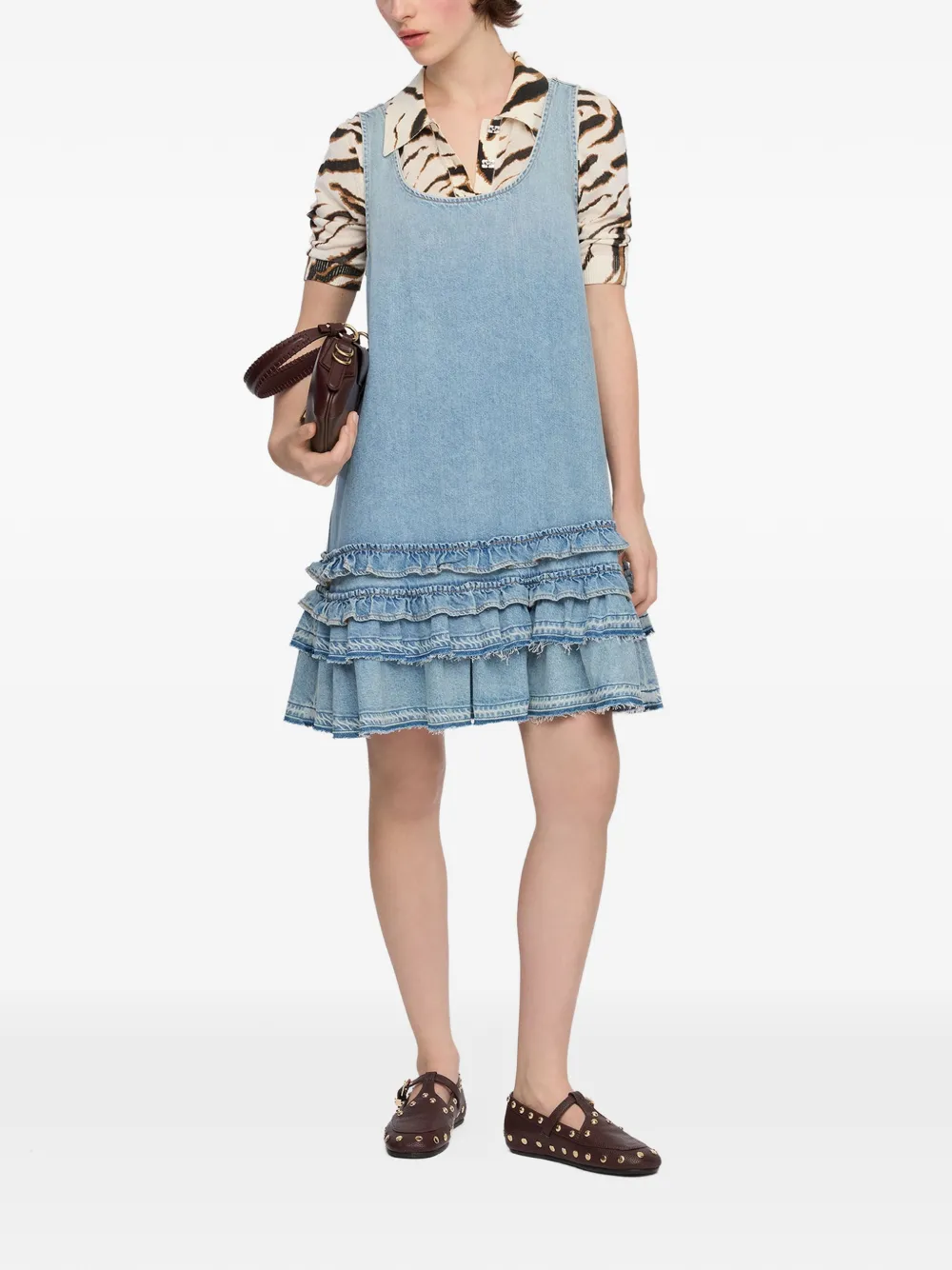 GANNI Mini-jurk met ruches Blauw