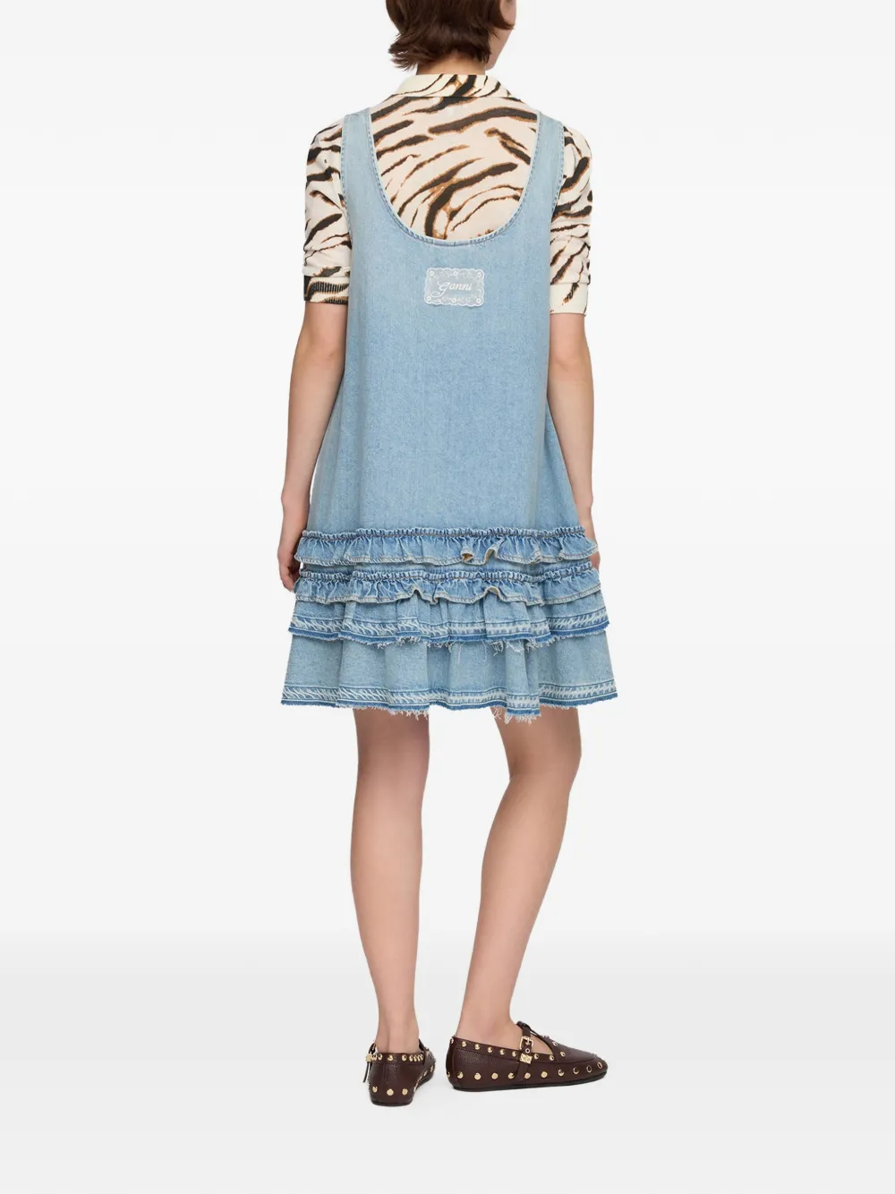 GANNI Mini-jurk met ruches Blauw