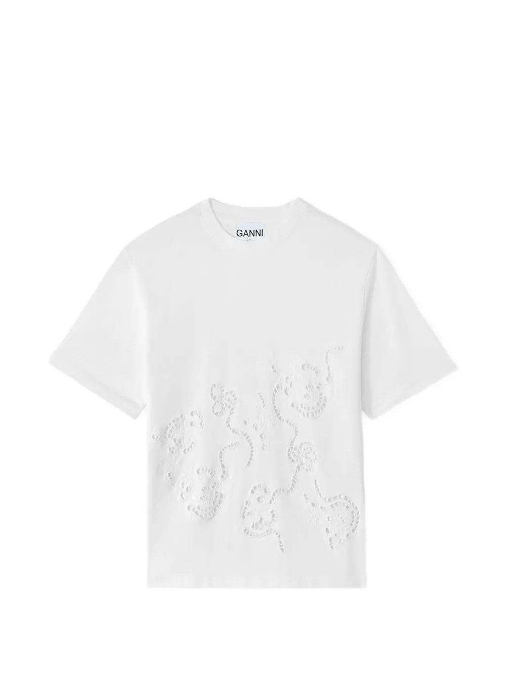 GANNI T-shirt met broderie anglaise Wit