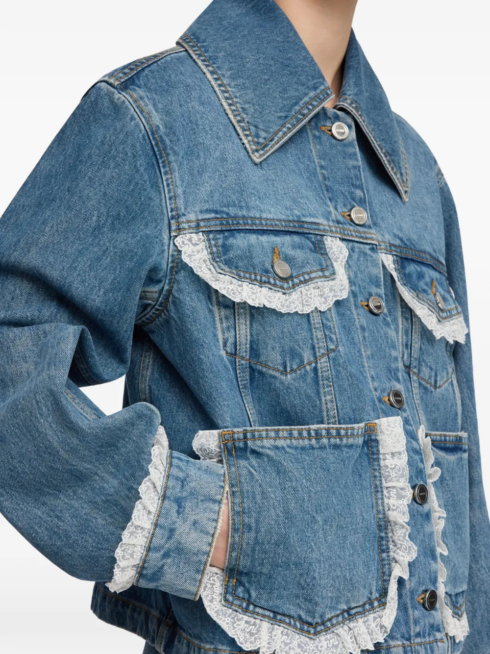 GANNI Denim jack Blauw