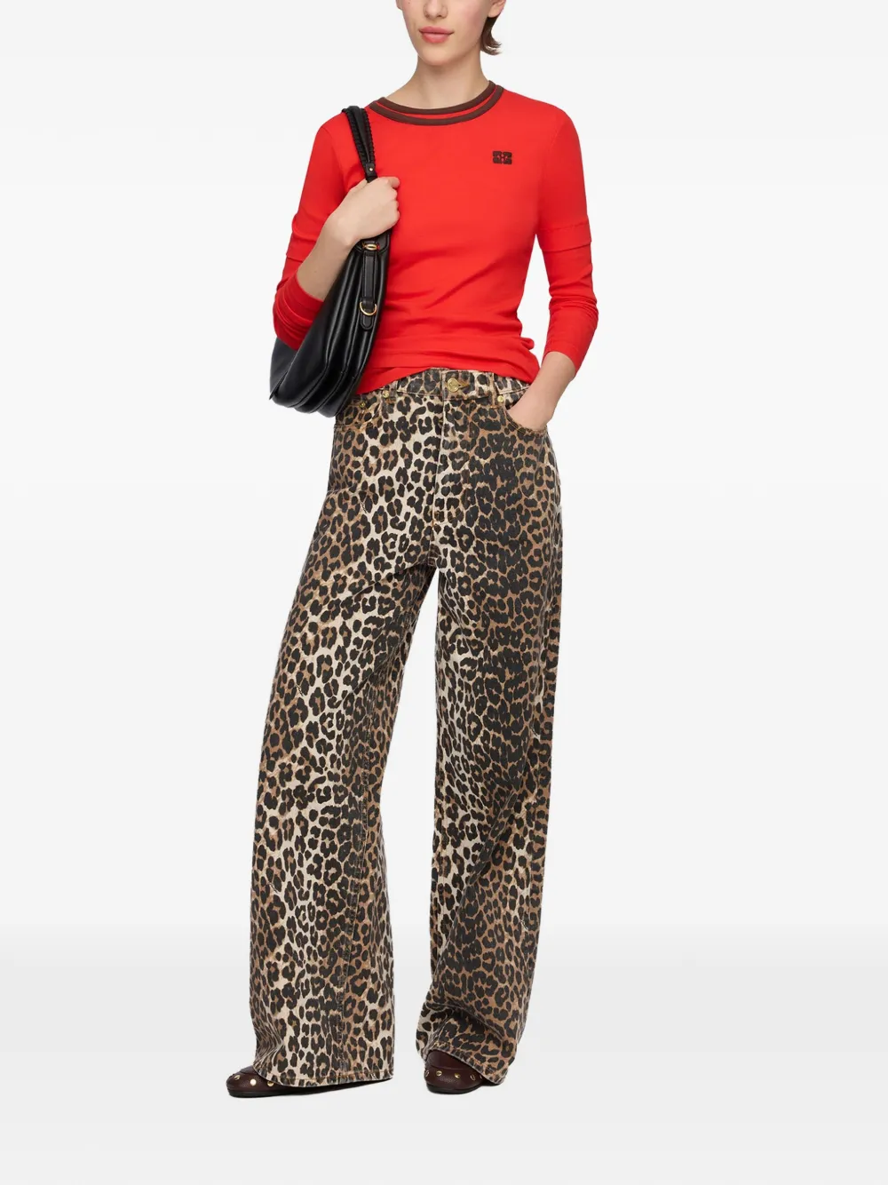 GANNI T-shirt met lange mouwen Rood