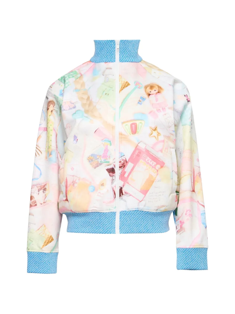 Ashley Williams graphic-print high-neck jacket - Bianco