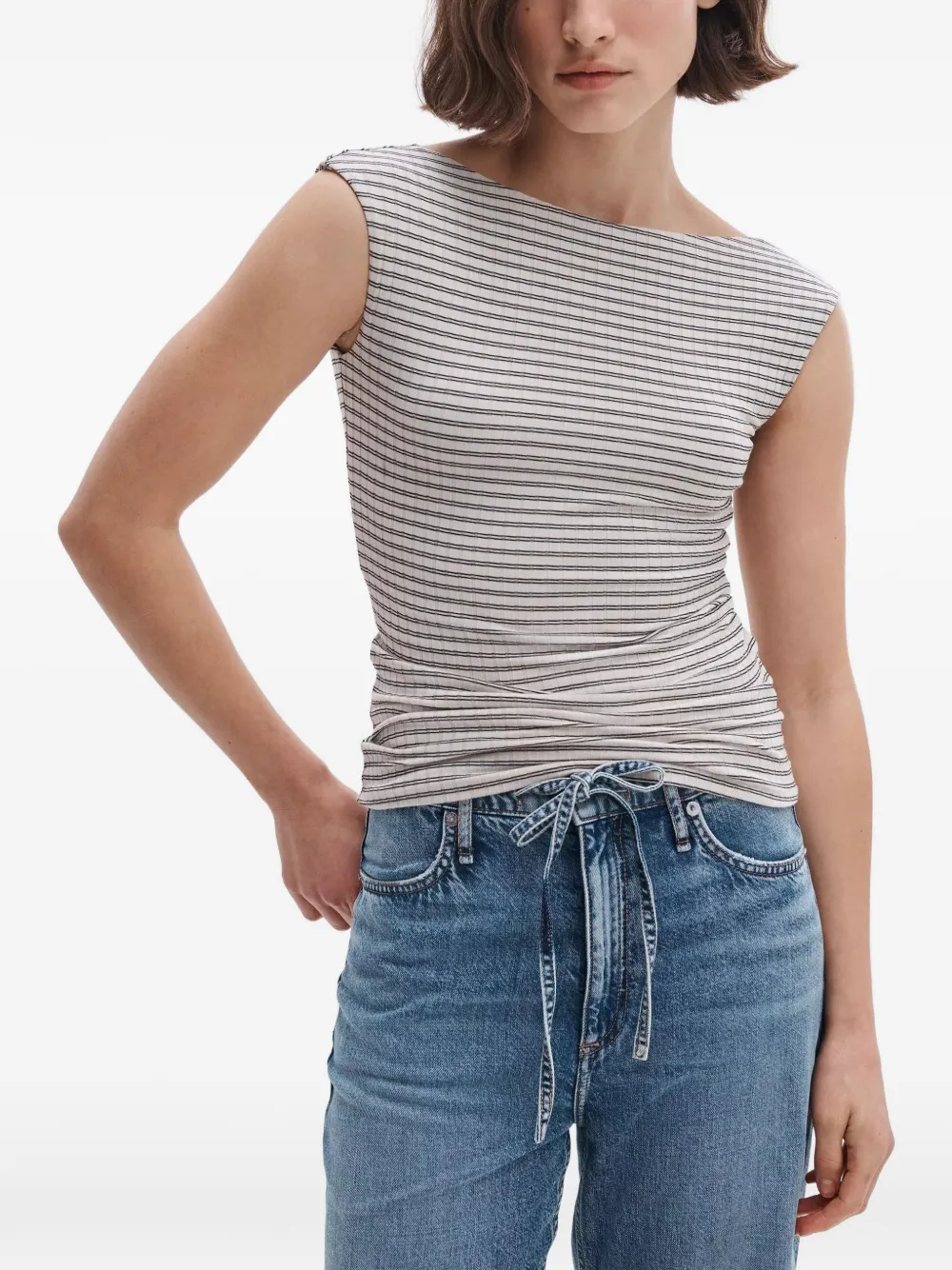 rag & bone Luca stripe-rib T-shirt - Bianco