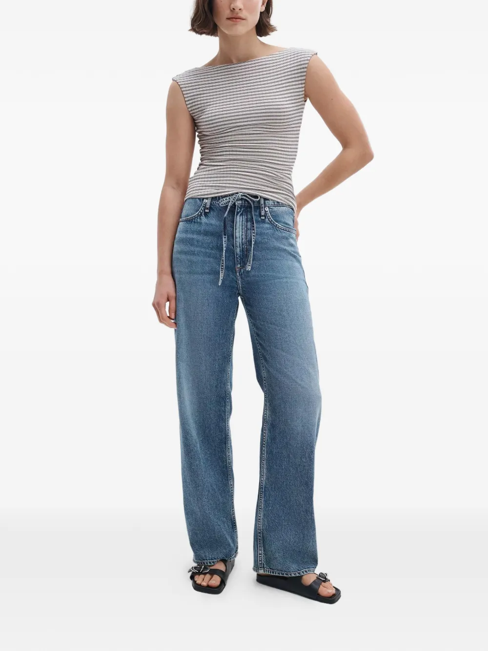 rag & bone Luca geribbeld gestreept T-shirt Wit